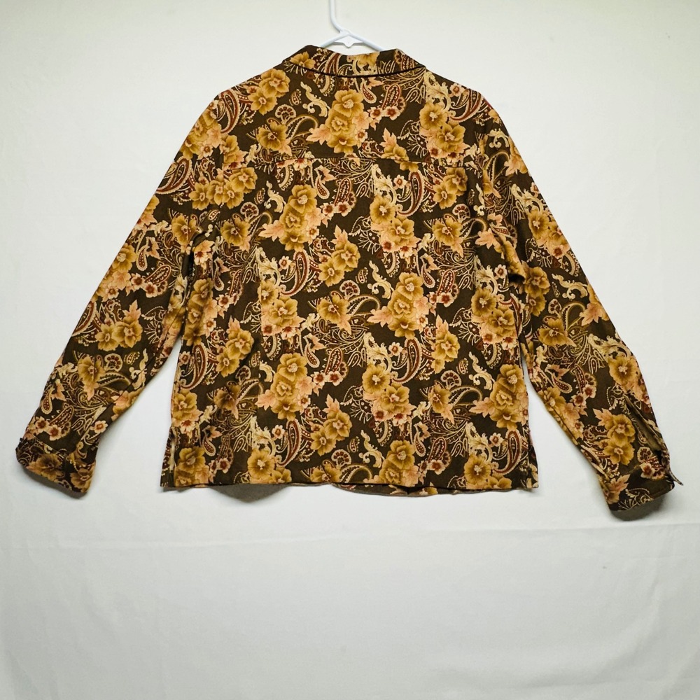Sag Harbor Floral Fall Colors Paisley Print Long Sleeve Jacket Top Size 16P L - Picture 5 of 7
